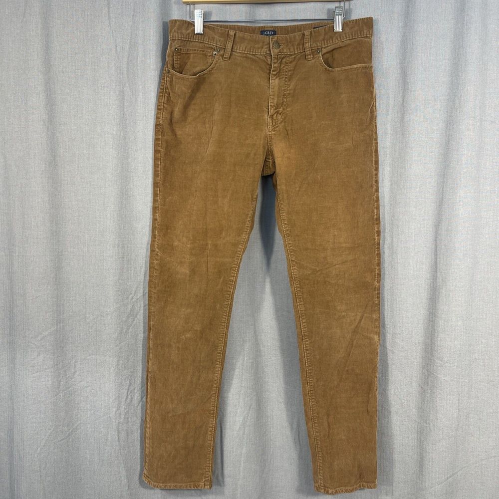 J Crew Flex Slim Corduroy Pants Mens 33x30.5 Golden Brown Stretch Flex Preppy